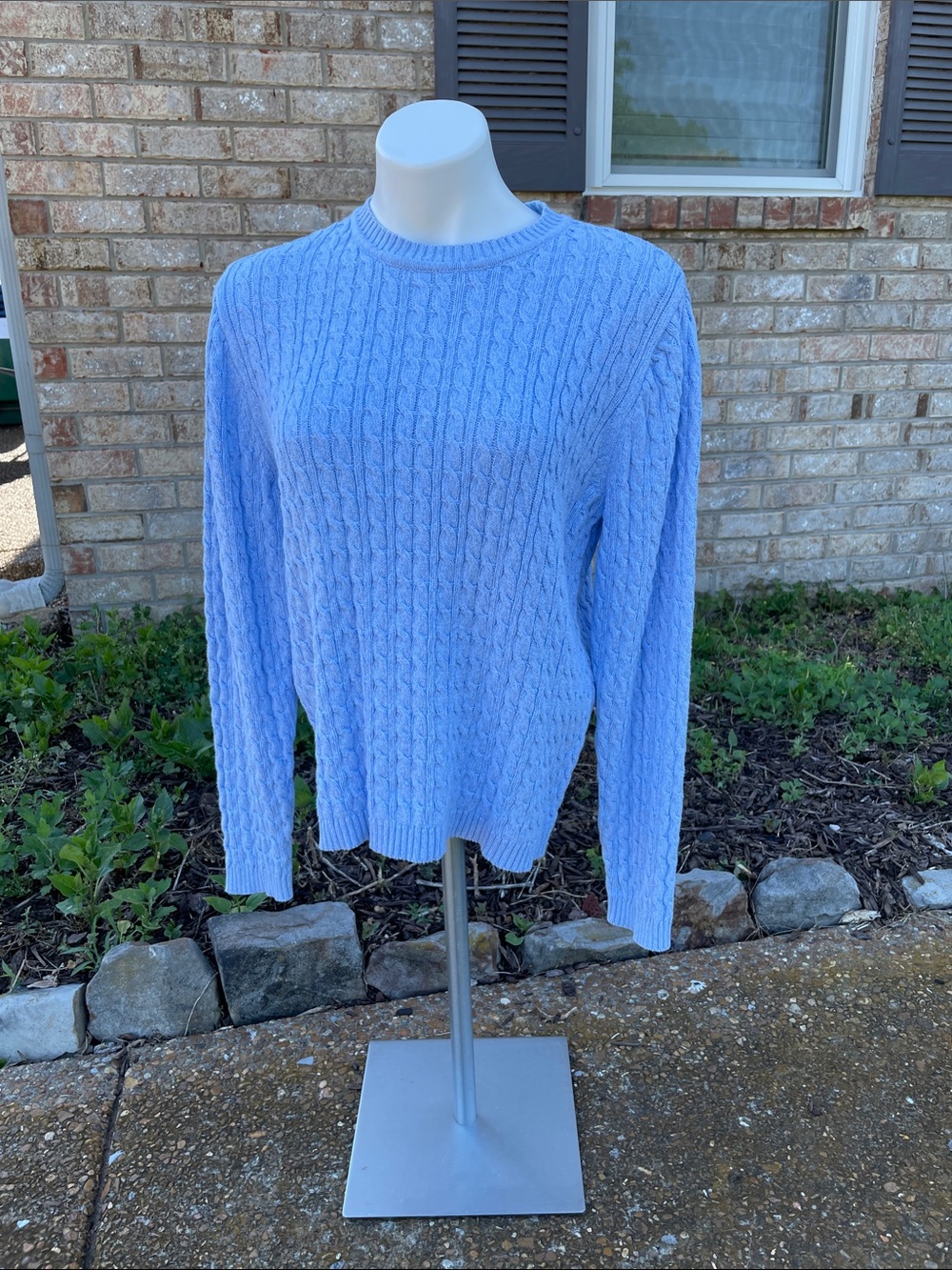 Karen Scott Light Blue Cable Knit Sweater